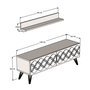 Hanah Home Mueble TV Nogal Diseño Floral Moderno Elegante con Almacenamiento 120cm